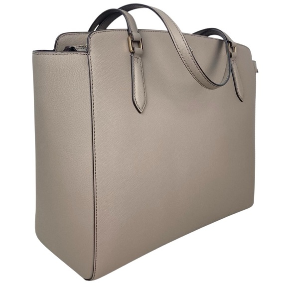 NWOT * TORY BURCH Emerson Top Zip Leather Tote Bag in French Grey - Picture 5 of 13